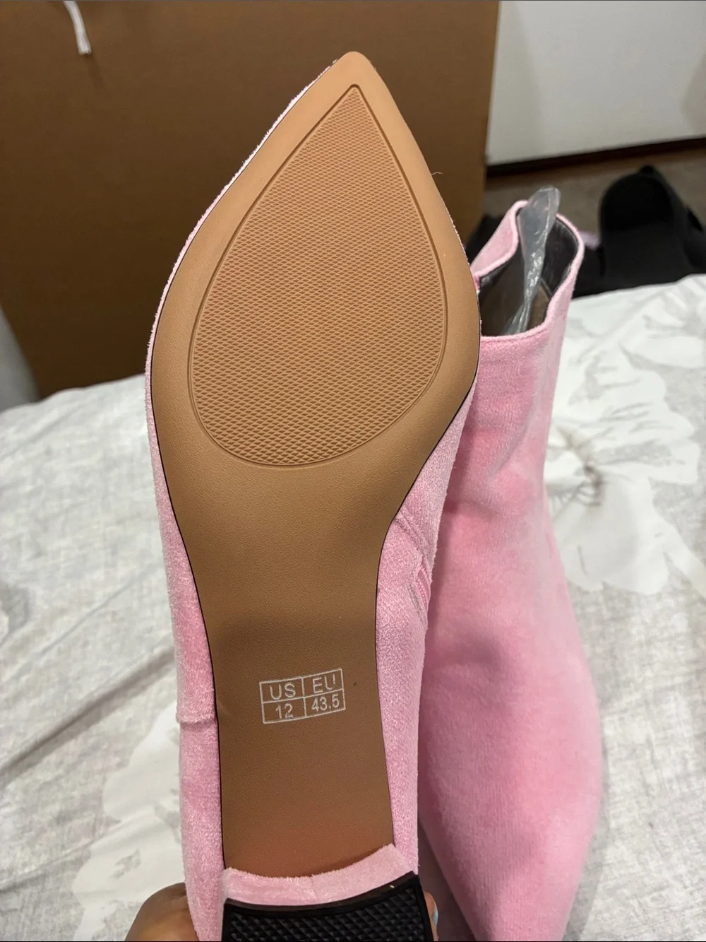 Pink Suede Pointed-Toe Ankle Boots